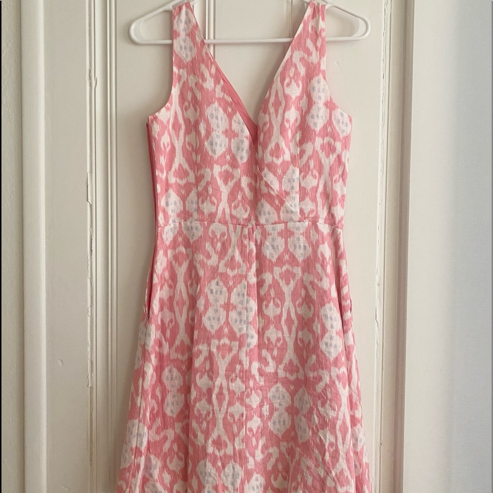 pink and white spotted dress